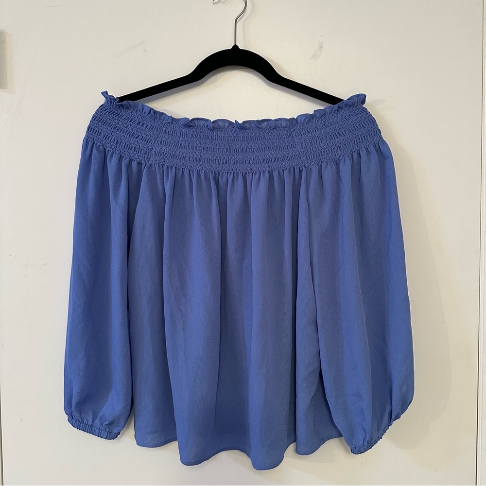 Ann Taylor Blue Off-Shoulder Top